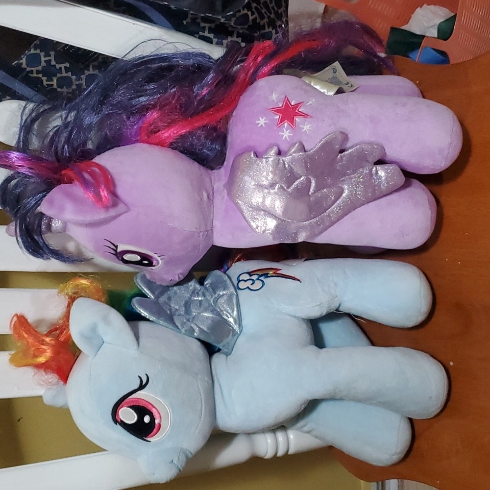 Vintage Lot 2 Build -A- Bear MY LITTLE PONY 16"  Princess Luna, and Rainbow!!